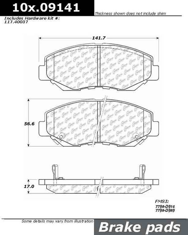 Centric 106.09141 Disc Brake Pad Set - Front