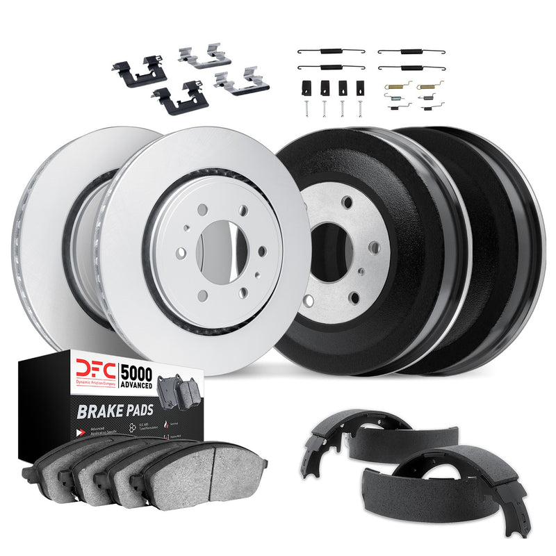 Dynamic Friction 4514-40054 Disc Brake Pad and Rotor / Drum Brake Shoe and Drum Kit - Front and Rear