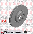 Zimmermann 150.2936.20 Disc Brake Rotor - Front Left