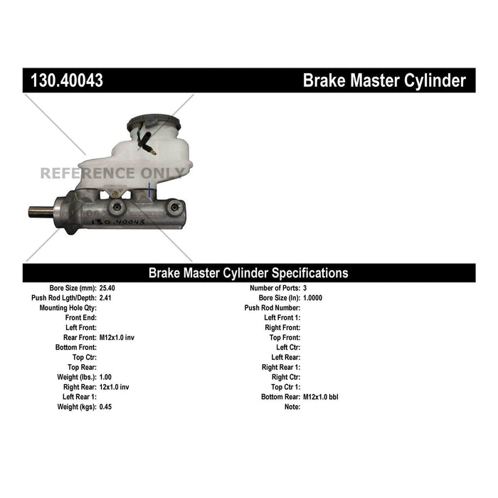 Centric 130.40043 Brake Master Cylinder