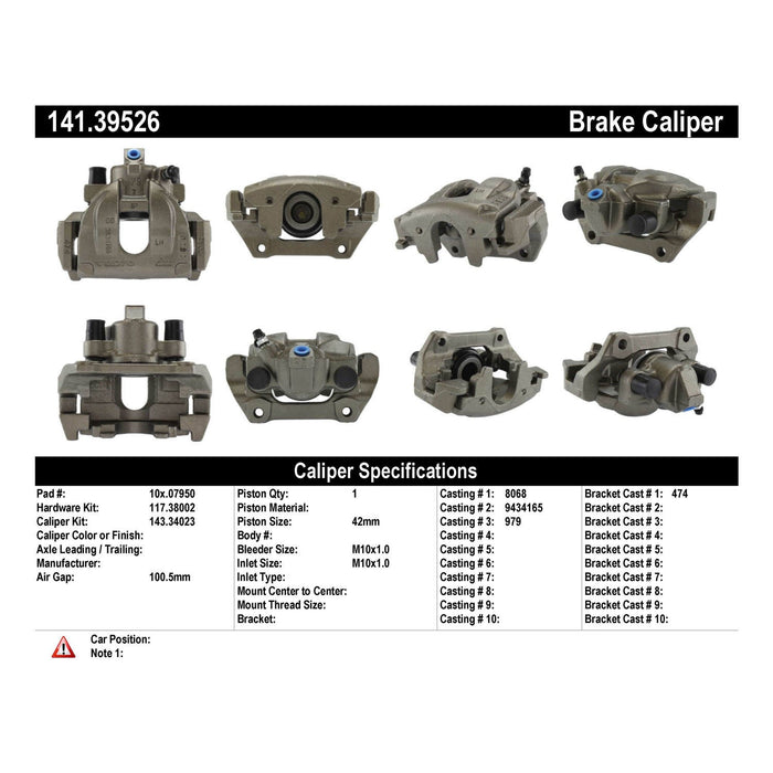 Centric 141.39526 Disc Brake Caliper - Rear Left