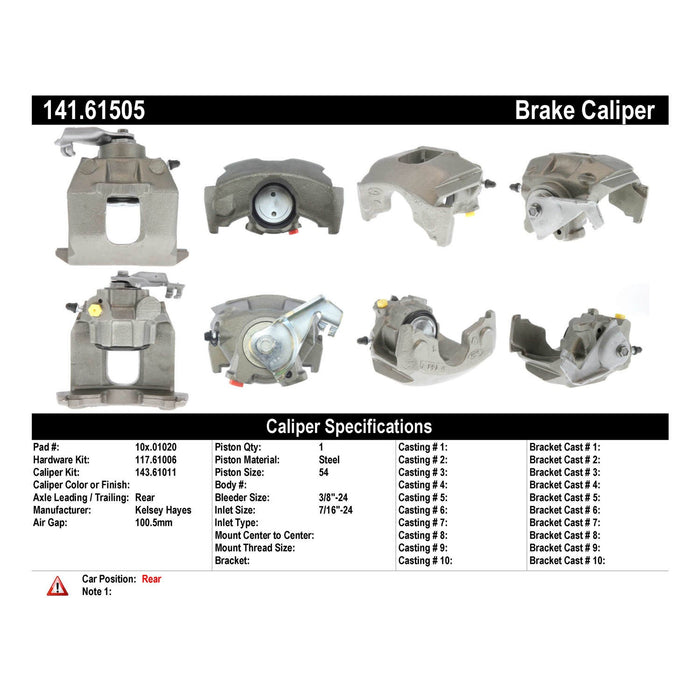 Centric 141.61505 Disc Brake Caliper - Rear Right