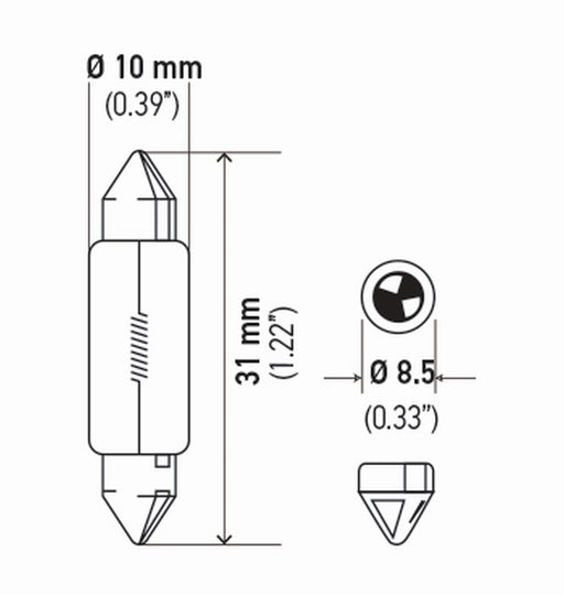 Hella 6418TB Sun Visor Light Bulb - Rear