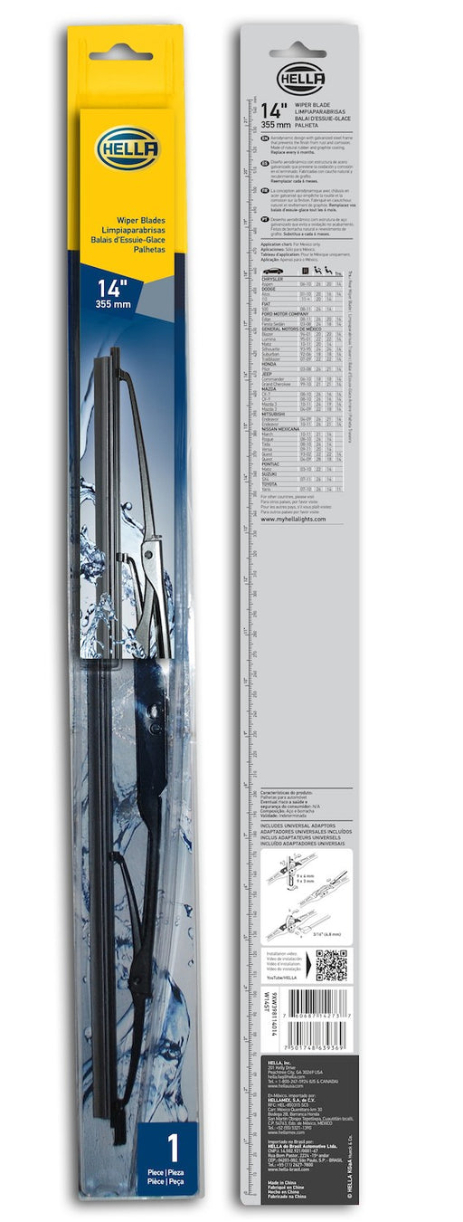 Hella 9XW398114014 Windshield Wiper Blade - Center, Front Left, Front Right or Rear
