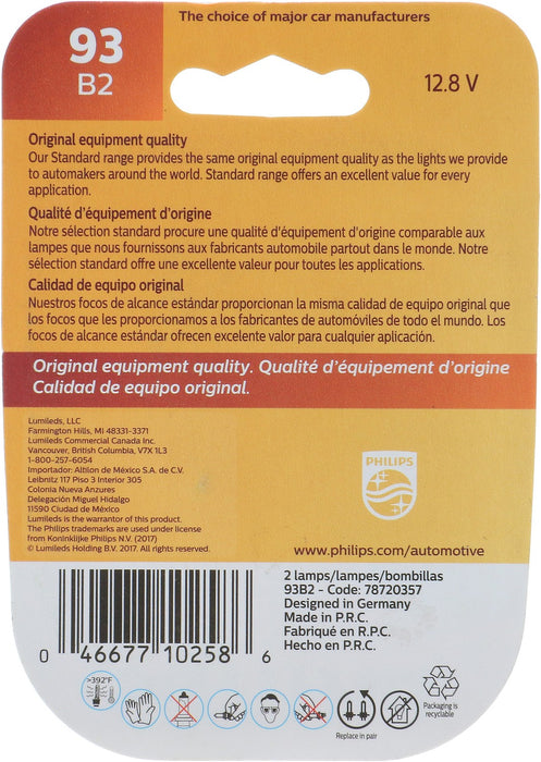 Phillips 93B2 Dome Light Bulb - Rear