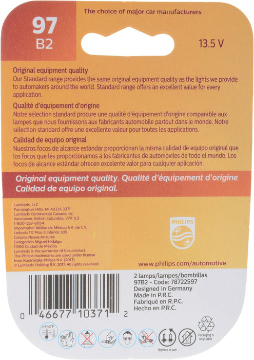 Phillips 97B2 Instrument Panel Light Bulb - Front or Rear