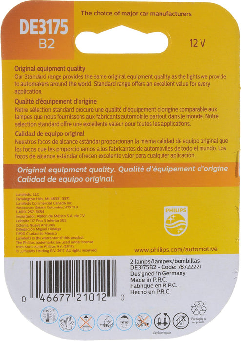 Phillips DE3175B2 Dome Light Bulb - Front or Rear