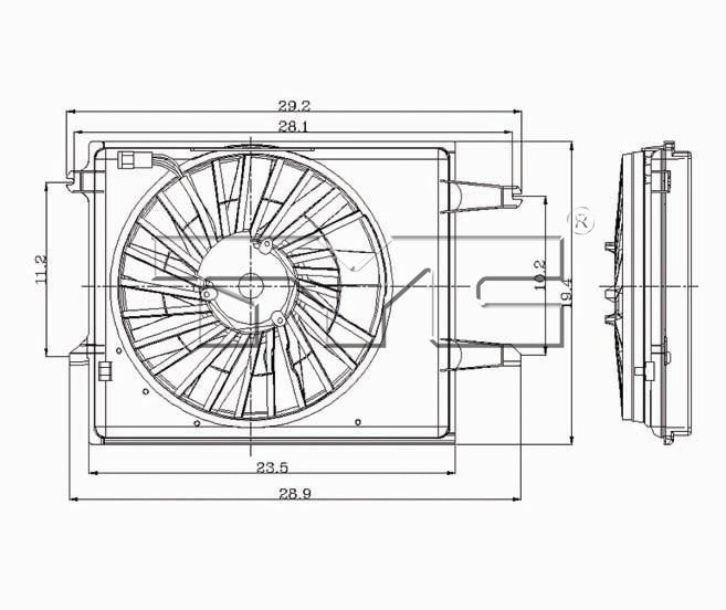 TYC 620350 Dual Radiator and Condenser Fan Assembly