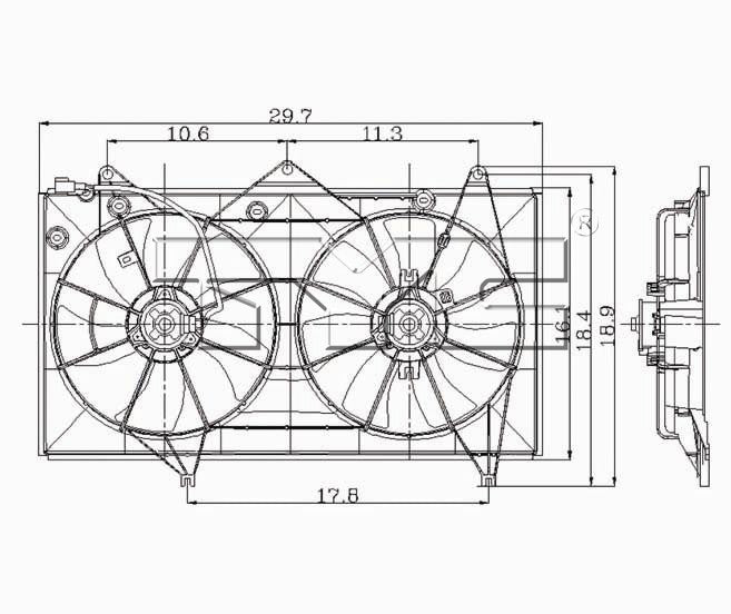 TYC 620400 Dual Radiator and Condenser Fan Assembly