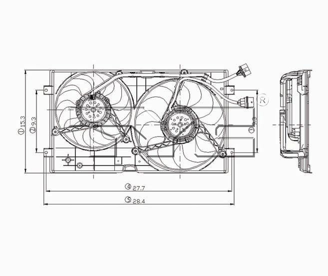 TYC 621000 Dual Radiator and Condenser Fan Assembly