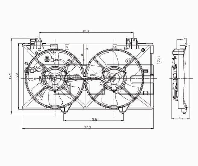 TYC 621180 Dual Radiator and Condenser Fan Assembly