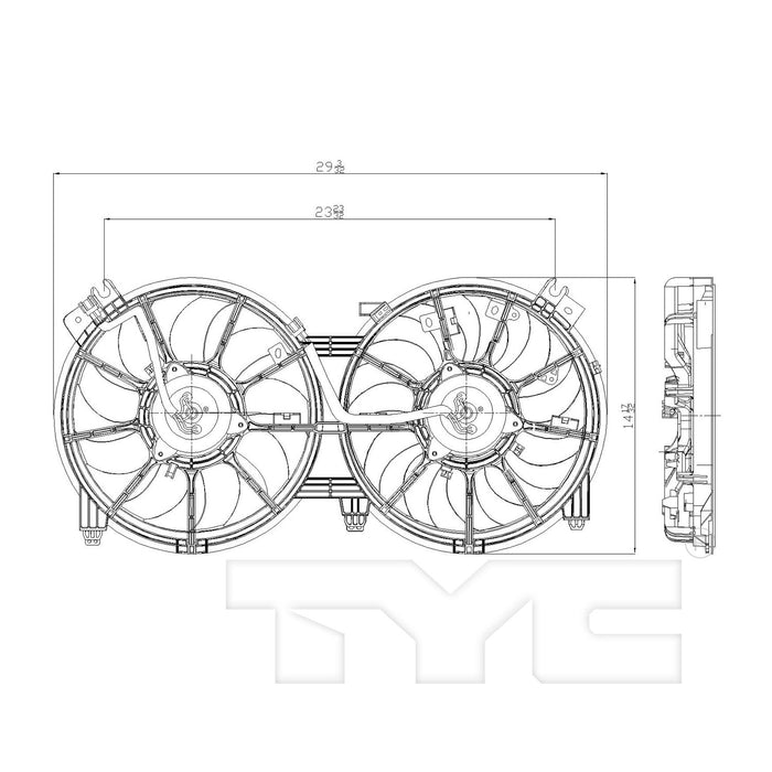 TYC 621660 Dual Radiator and Condenser Fan Assembly