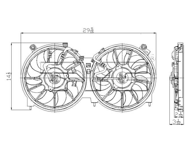 TYC 622110 Dual Radiator and Condenser Fan Assembly
