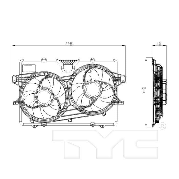TYC 622410 Dual Radiator and Condenser Fan Assembly