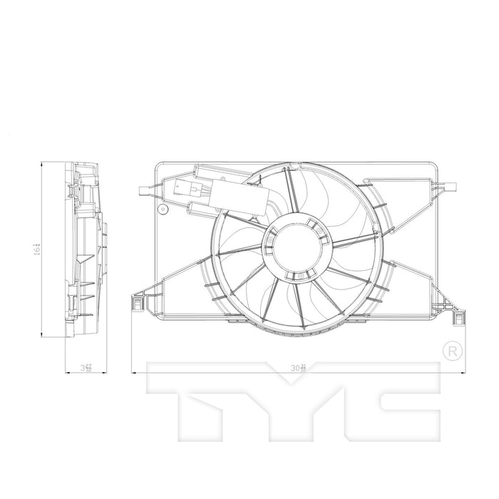 TYC 622800 Dual Radiator and Condenser Fan Assembly