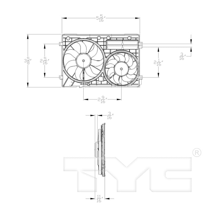 TYC 622820 Dual Radiator and Condenser Fan Assembly