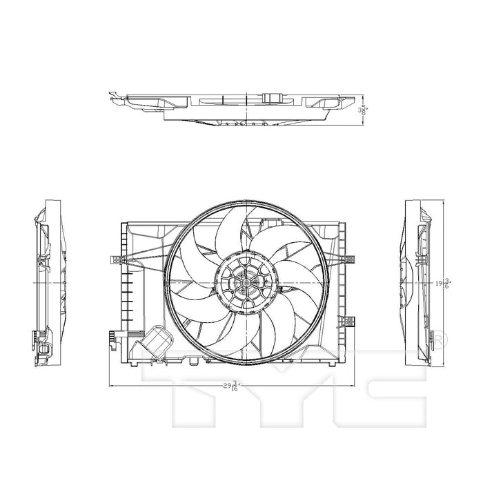 TYC 623280 Dual Radiator and Condenser Fan Assembly