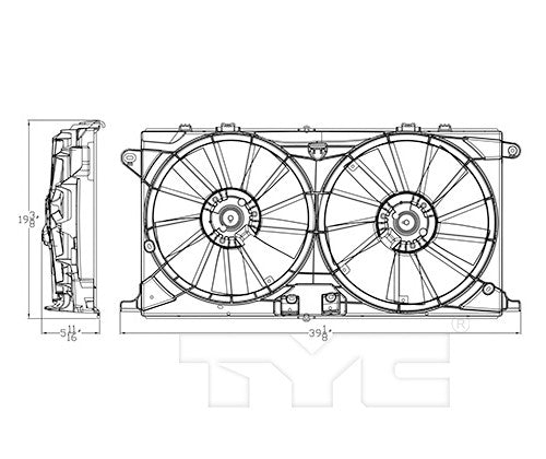 TYC 623450 Dual Radiator and Condenser Fan Assembly