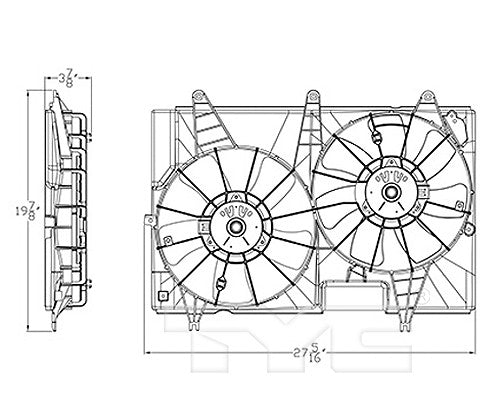 TYC 623460 Dual Radiator and Condenser Fan Assembly