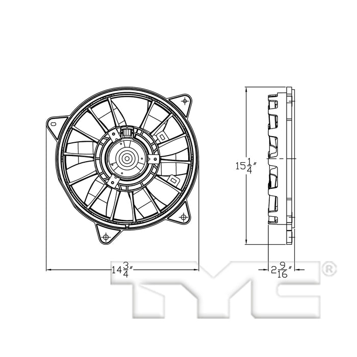 TYC 623600 A/C Condenser Fan Assembly - Right