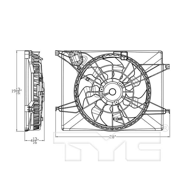 TYC 623900 Dual Radiator and Condenser Fan Assembly