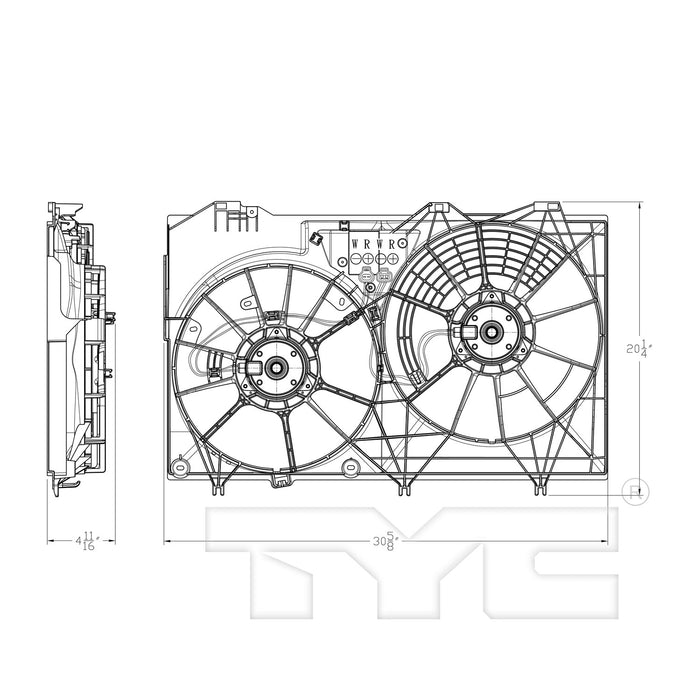 TYC 623940 Dual Radiator and Condenser Fan Assembly
