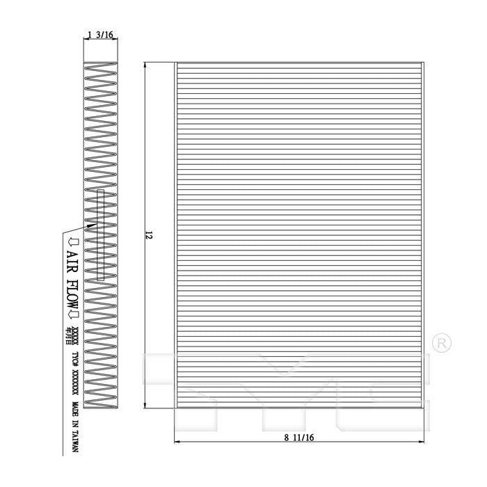 TYC 800207C Cabin Air Filter - Under Dashboard