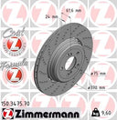 Zimmermann 150.3475.70 Disc Brake Rotor - Rear Left