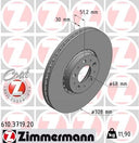 Zimmermann 610.3719.20 Disc Brake Rotor - Front