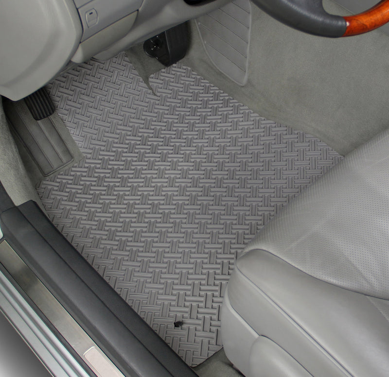 Car interior with a patterned floor mat