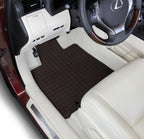 Car interior with brown floor mats on a white background
