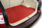 Red car mat in a vehicle's open trunk