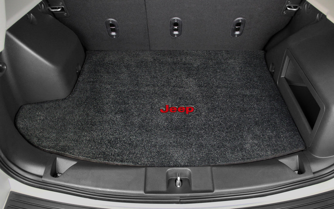 Car trunk with a Jeep branded cargo mat