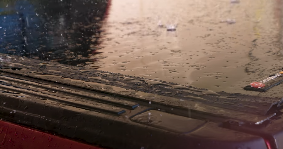 Rain pouring down on a BakFlip Tonneau Cover