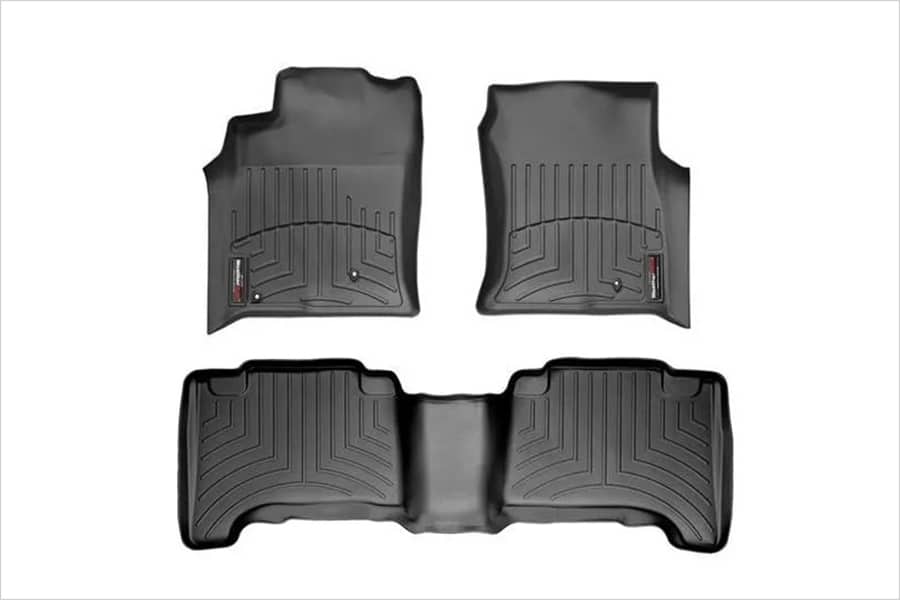 a set of weather tech front liners and rear liners with soft-touch feel, trunk liner