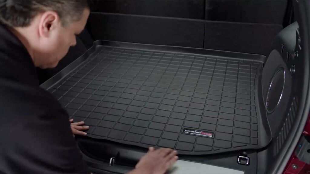 Inspecting WeatherTech cargo liner