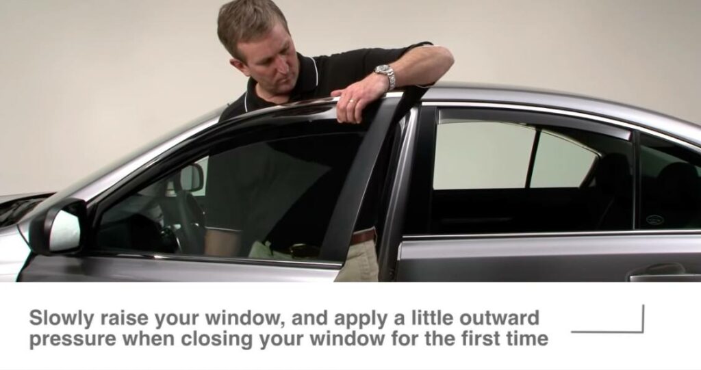 Carefully roll up window