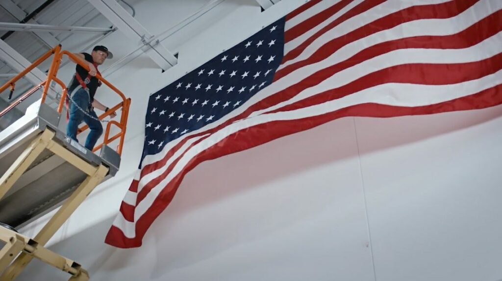 Made in the USA, hanging a flag