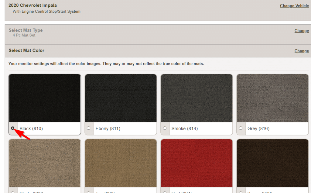 A variety of mat colors