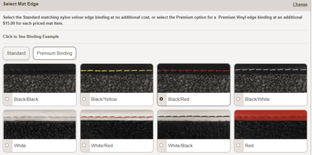 Premium binding color options