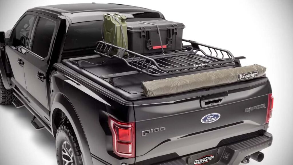 Rack accessories and cooler installed on top of the RidgeLander